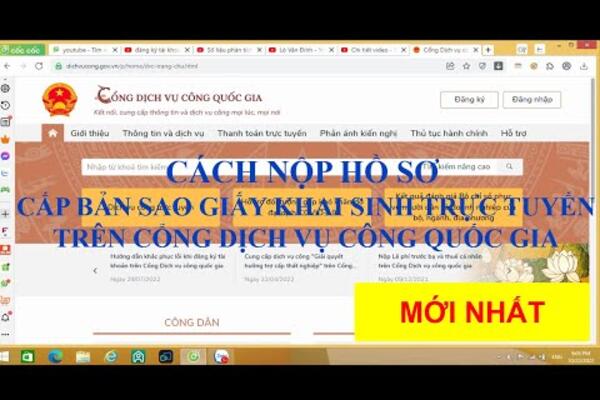 Cách nộp hồ sơ cấp bản sao giấy khai sinh trực tuyến trên cổng dịch vụ công Quốc gia
